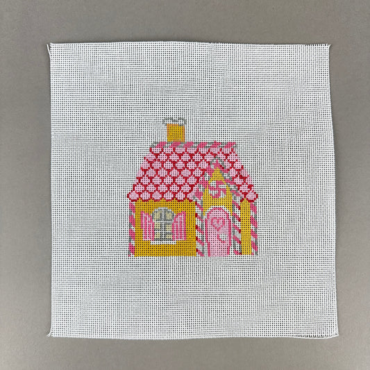 Stitch Style Emily Quigley: Pink Gingerbread House Needlepoint Canvas