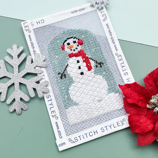 Stitch Style Winter Village Snowman Needlepoint Canvas