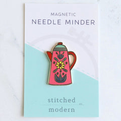 Stitched Modern Pink Teapot Magnetic Needle Minder