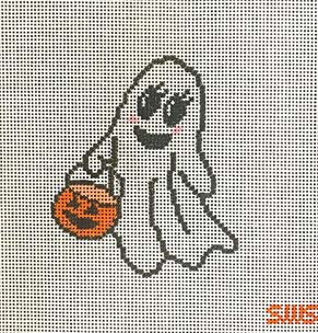 Stitching with Stacey Pumpkin Ghost Needlepoint Canvas