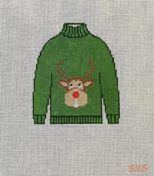 Stitching with Stacey Reindeer Jumper Sweater Needlepoint Canvas