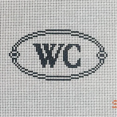 Stitching with Stacey Water Closet Sign Oval Needlepoint Canvas