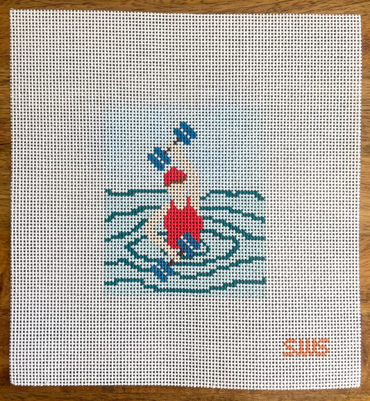 Stitching with Stacey Water Aerobics Needlepoint Canvas