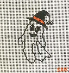 Stitching with Stacey Witch Hat Ghost Needlepoint Canvas