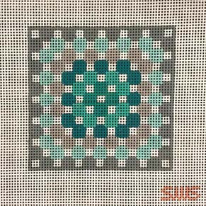 Stitching with Stacey Crochet Granny Square Needlepoint Canvas - Blue and Grey
