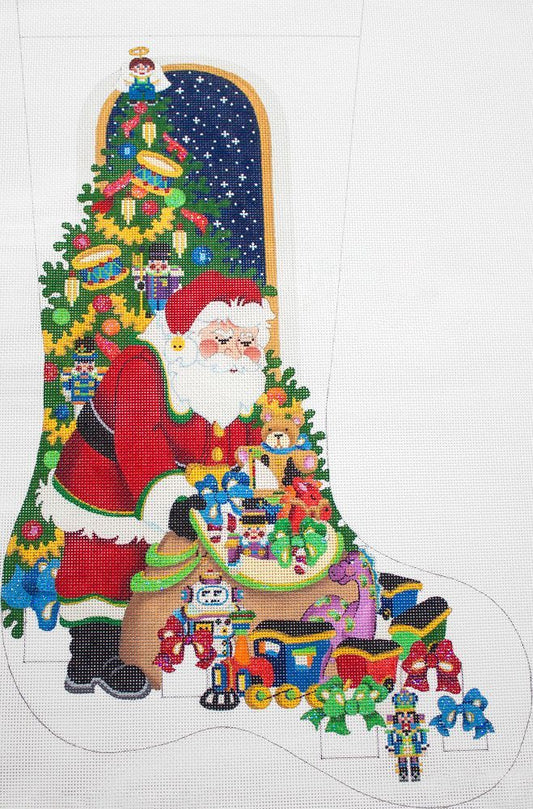 Strictly Christmas Santa with Toy Bag Stocking Needlepoint Canvas