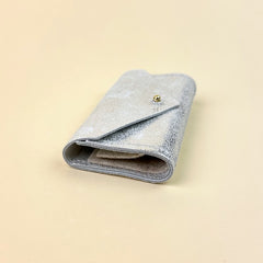 Studio Lowen Leather Needle and Notions Case - Metallic Shimmer Silver