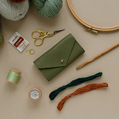 Studio Lowen Leather Needle and Notions Case - Olive