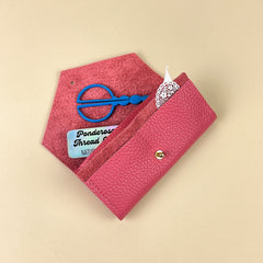 Studio Lowen Leather Needle and Notions Case - Raspberry Pink