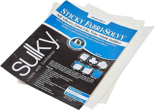 Sulky Sticky Paper Solvy Water Soluble Stabilizer - Printable - 8.5" x 11"