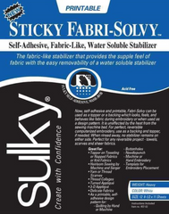 Sulky Sticky Fabri-Solvy Water Soluble Stabilizer - Printable - 8.5" x 11"