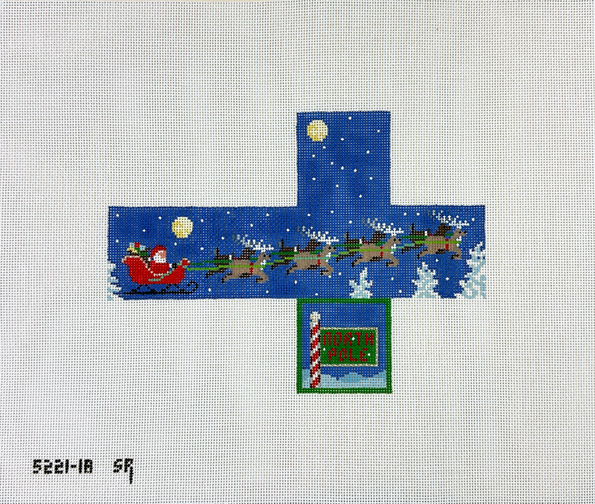 Susan Roberts Needlepoint Sleigh Flight Cube Needlepoint Canvas - 18M