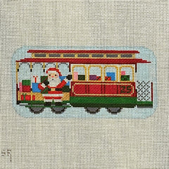 Susan Roberts Needlepoint Cable Car Santa Needlepoint Canvas