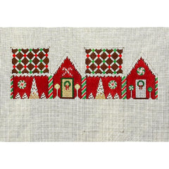 Susan Roberts Needlepoint Chocolate Trellis Red Velvet Mini Gingerbread House Needlepoint Canvas