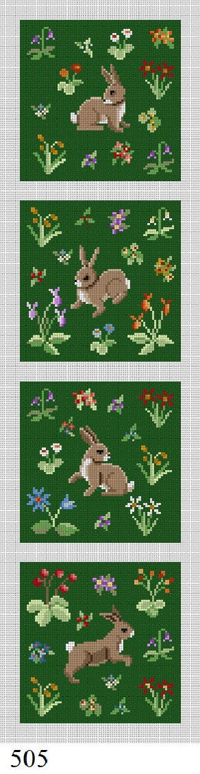 Susan Roberts Needlepoint Cluny Rabbits Coaster Set Needlepoint Canvas