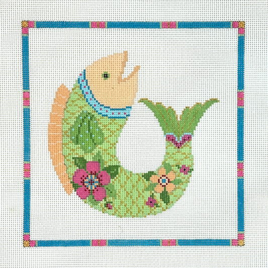 Susan Roberts Needlepoint Floral Carp Needlepoint Canvas