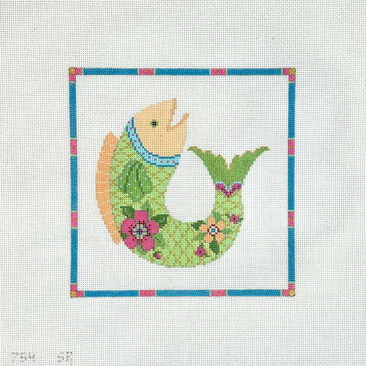 Susan Roberts Needlepoint Floral Carp Needlepoint Canvas
