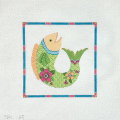 Susan Roberts Needlepoint Floral Carp Needlepoint Canvas
