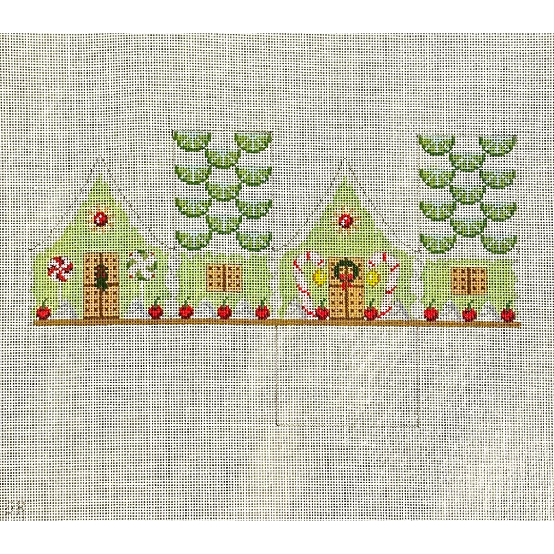 Susan Roberts Needlepoint Key Lime and Cherries Gingerbread House 3D Needlepoint Canvas