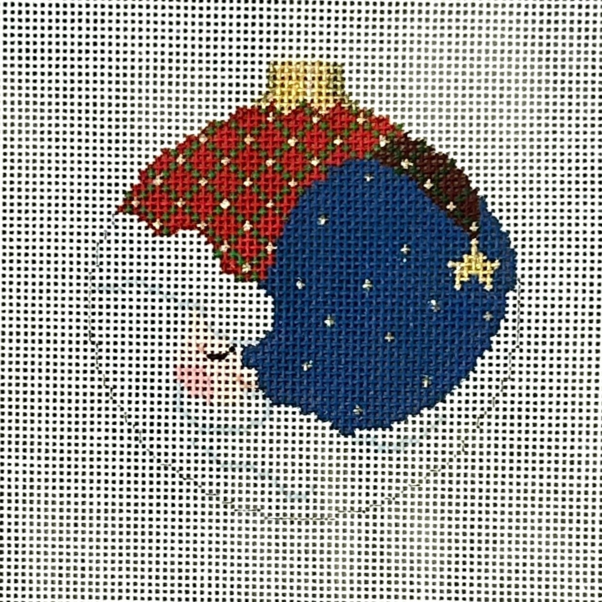 Susan Roberts Needlepoint Moon Santa Ornament Needlepoint Canvas