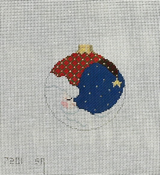 Susan Roberts Needlepoint Moon Santa Ornament Needlepoint Canvas