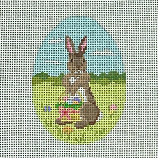 Susan Roberts Needlepoint Rabbit Basket of Eggs Egg Needlepoint Canvas