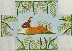 Susan Roberts Needlepoint Rabbit in Flowers Brick Needlepoint Canvas