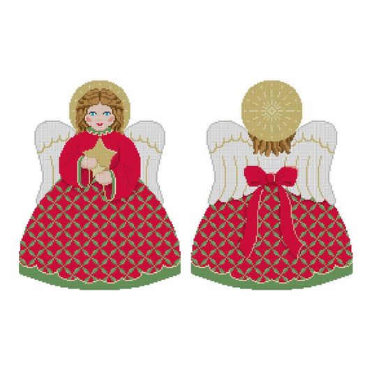 Susan Roberts Needlepoint Red Star Angel Needlepoint Canvas - Two Sided Set