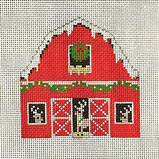 Susan Roberts Needlepoint Reindeer Barn Ornament Needlepoint Canvas