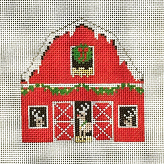 Susan Roberts Needlepoint Reindeer Barn Ornament Needlepoint Canvas