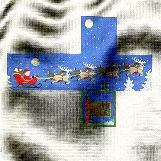 Susan Roberts Needlepoint Sleigh Flight Cube Ornament Needlepoint Canvas