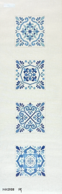 Susan Roberts Needlepoint Talavera Tiles Blue and White Coaster Set Needlepoint Canvas