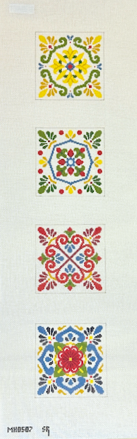 Susan Roberts Needlepoint Talavera Tiles Coasters Needlepoint Canvas - Multi Color