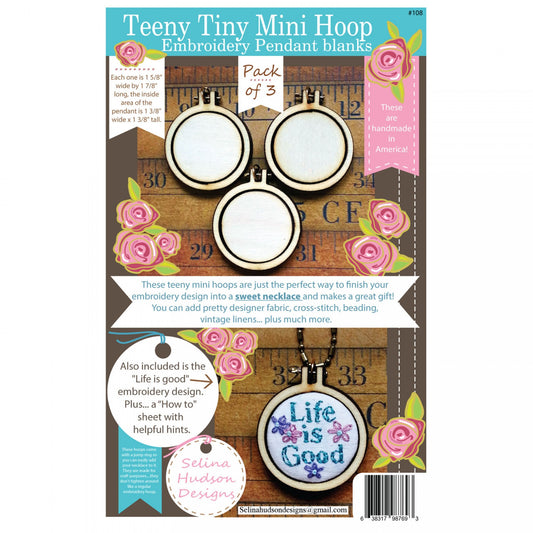 Hudson's Holidays Teeny Tiny Mini Embroidery Hoop Pendants - Set of 3