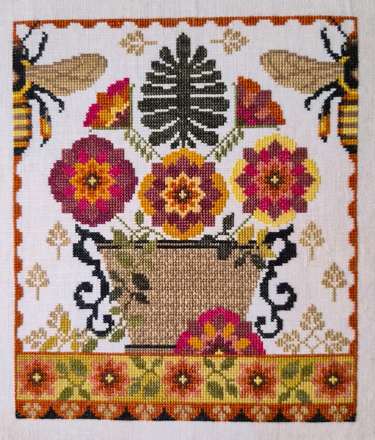 The Artsy Housewife Ferns and Flowers Cross Stitch Pattern