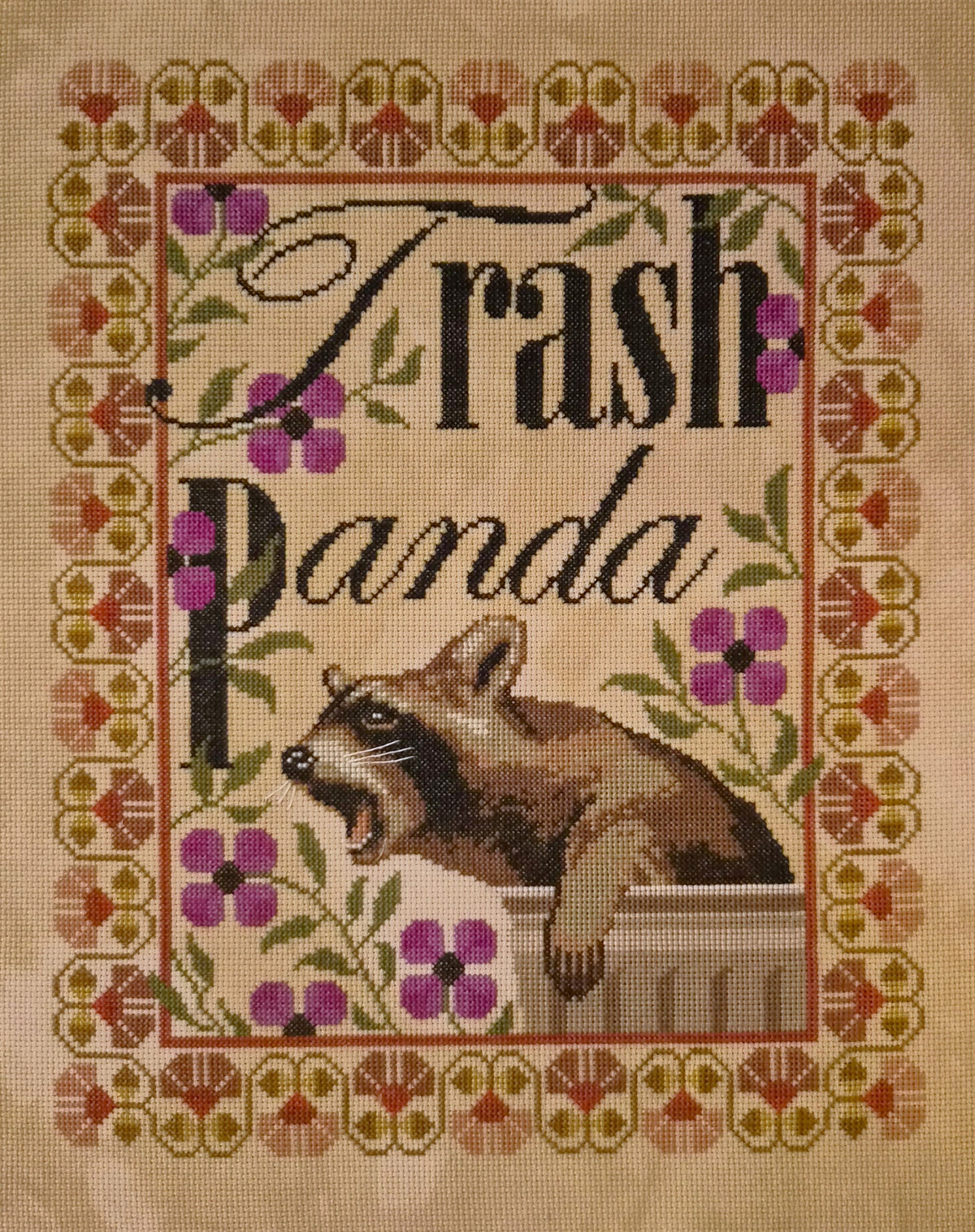 The Artsy Housewife Trash Panda Cross Stitch Pattern