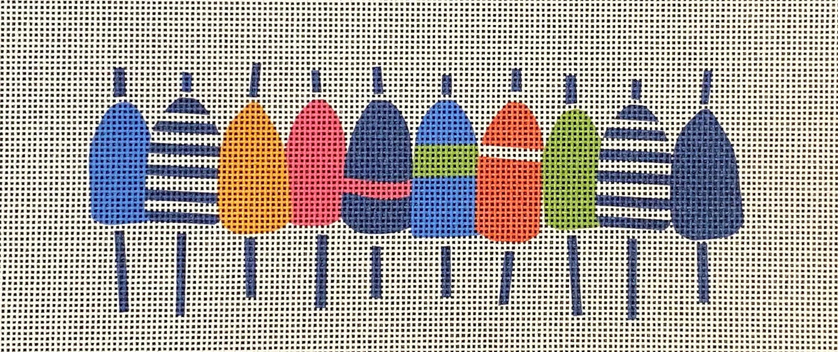 The Collection Designs Kate Nelligan Multi Color Buoys Needlepoint Canvas