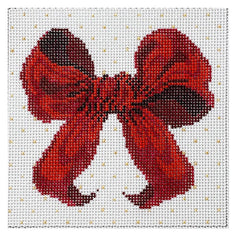 The Collection Designs Small Red Bow Needlepoint Canvas