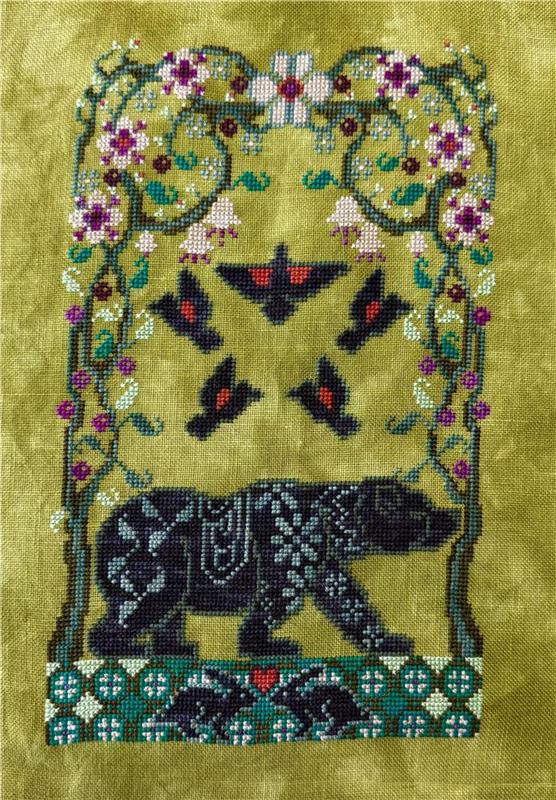 The Marigold Needle Blooming Bear Cross Stitch Pattern