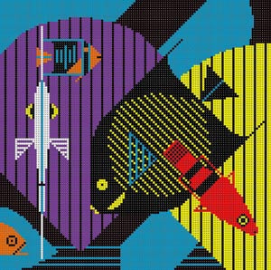 The Meredith Collection Charley Harper Designs Tropical Fish Eye Needlepoint Canvas