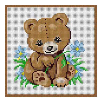 The Meredith Collection Susan Treglown Teddy Bear and Flowers Needlepoint Canvas