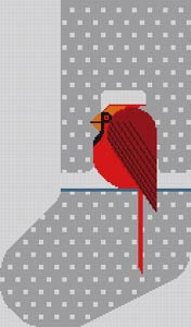 The Meredith Collection Charley Harper Designs Cool Cardinal Midi Stocking Needlepoint Canvas