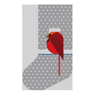 The Meredith Collection Charley Harper Designs Cool Cardinal Mini Stocking Needlepoint Canvas