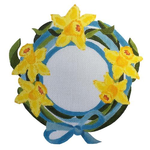 The Plum Stitchery Daffy Wreath Needlepoint Canvas