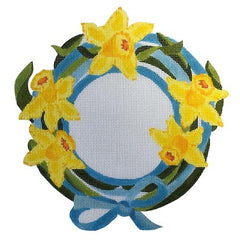 The Plum Stitchery Daffy Wreath Needlepoint Canvas