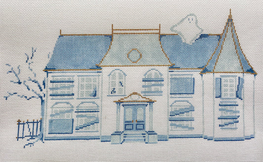 The Plum Stitchery Haunted House Needlepoint Canvas