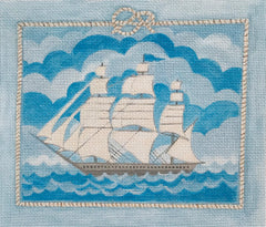 The Plum Stitchery Nantucket Whaler With Rope Border Needlepoint Canvas