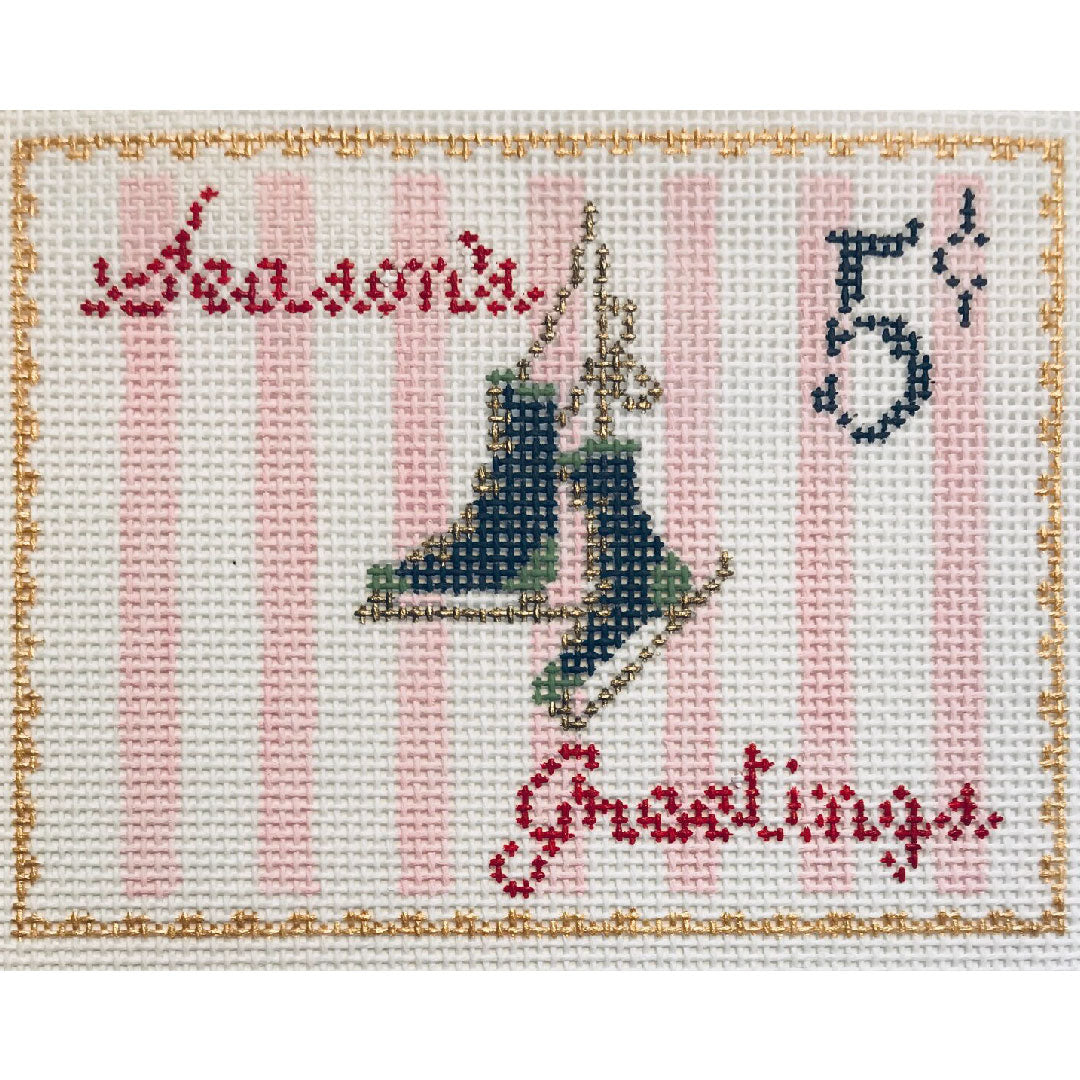 The Plum Stitchery Vintage Stamp Collection - Ice Skates Needlepoint Canvas