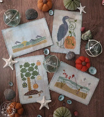 The Blue Flower Autumn Beach Postcards Cross Stitch Pattern