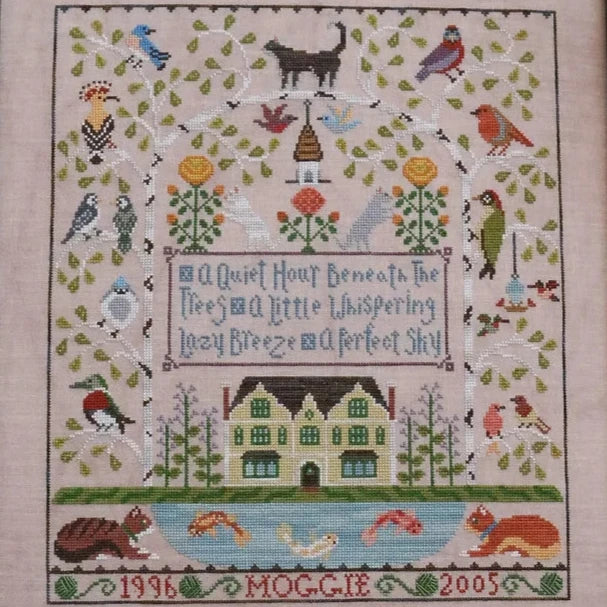 The Blue Flower Moggie Manor Cross Stitch Pattern